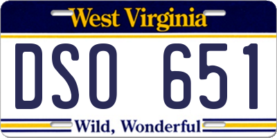 WV license plate DSO651