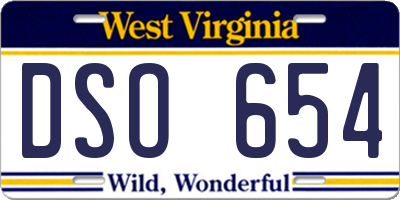 WV license plate DSO654