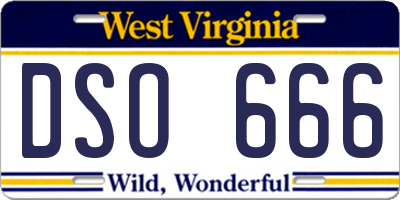 WV license plate DSO666
