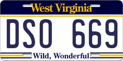WV license plate DSO669