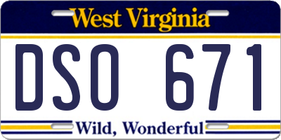 WV license plate DSO671