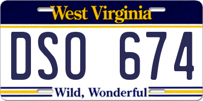WV license plate DSO674