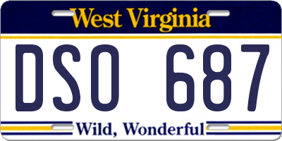WV license plate DSO687