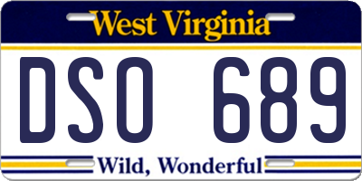 WV license plate DSO689