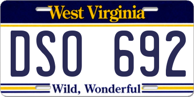 WV license plate DSO692