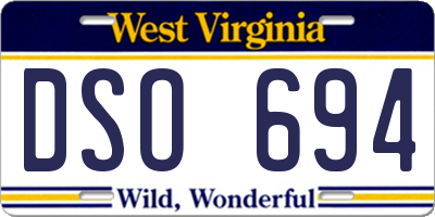 WV license plate DSO694