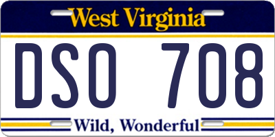 WV license plate DSO708
