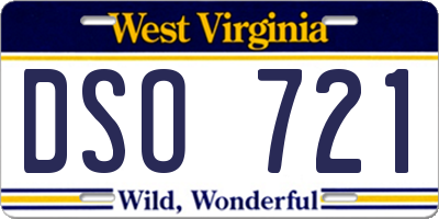 WV license plate DSO721