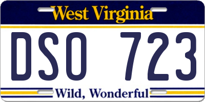 WV license plate DSO723