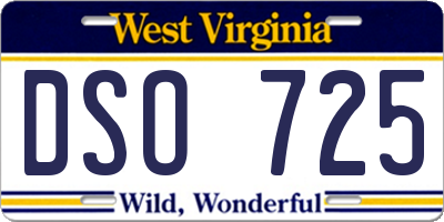 WV license plate DSO725