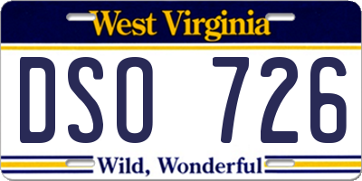 WV license plate DSO726
