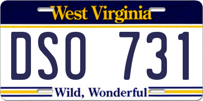 WV license plate DSO731