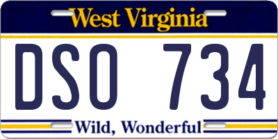 WV license plate DSO734