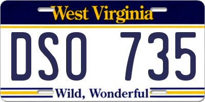WV license plate DSO735