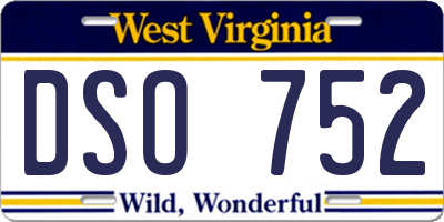 WV license plate DSO752