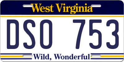 WV license plate DSO753