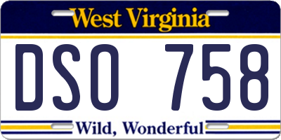 WV license plate DSO758
