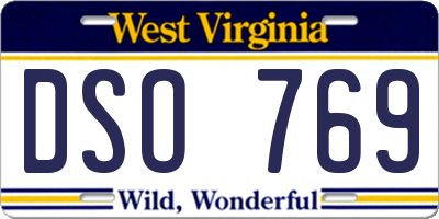 WV license plate DSO769