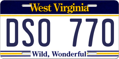 WV license plate DSO770