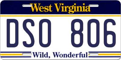 WV license plate DSO806