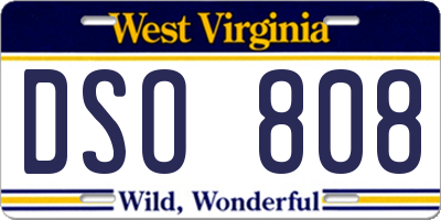 WV license plate DSO808