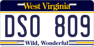 WV license plate DSO809