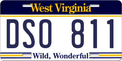 WV license plate DSO811