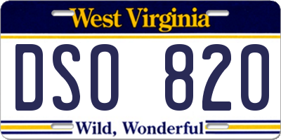 WV license plate DSO820