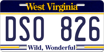 WV license plate DSO826