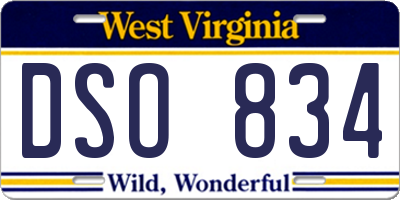 WV license plate DSO834