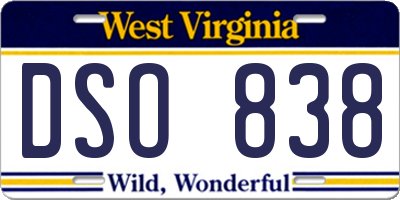 WV license plate DSO838