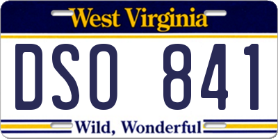 WV license plate DSO841