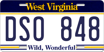 WV license plate DSO848