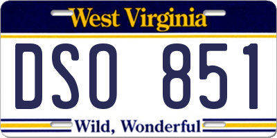 WV license plate DSO851