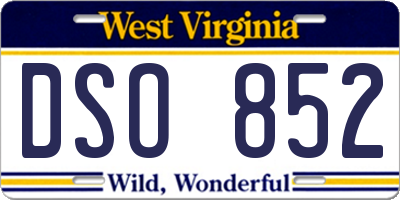 WV license plate DSO852