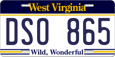 WV license plate DSO865