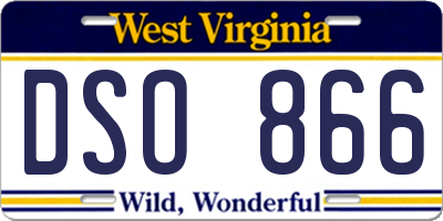 WV license plate DSO866