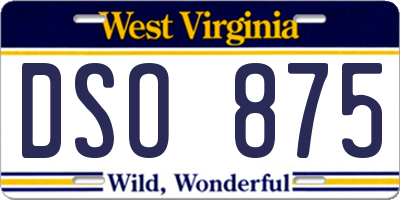 WV license plate DSO875
