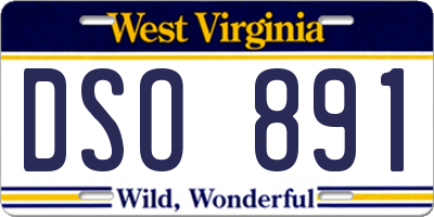 WV license plate DSO891