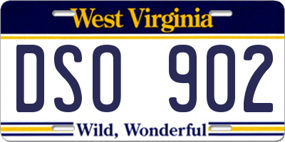 WV license plate DSO902