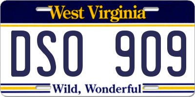 WV license plate DSO909