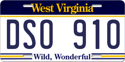WV license plate DSO910