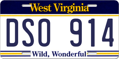WV license plate DSO914