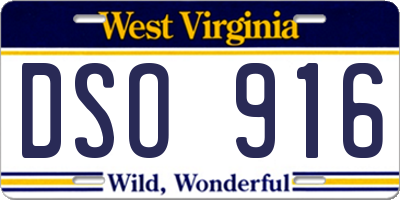 WV license plate DSO916