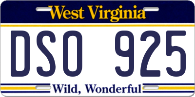WV license plate DSO925