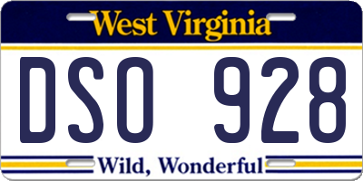 WV license plate DSO928