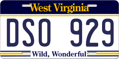 WV license plate DSO929