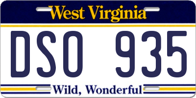 WV license plate DSO935