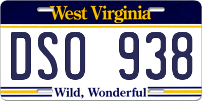 WV license plate DSO938