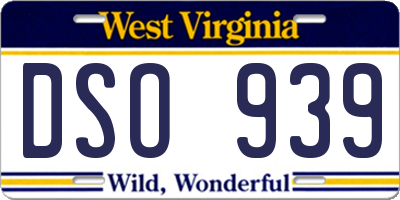 WV license plate DSO939